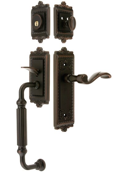 Windsor Entry Lock Set in Oil-Rubbed Bronze Finish with Left-Handed Portofino Lever and